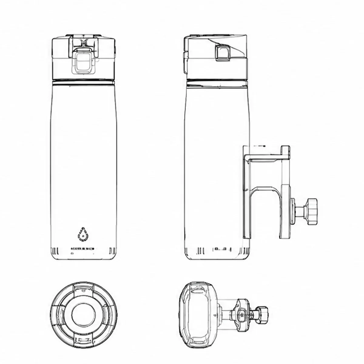 Utility patent drawing of the hydration tracker