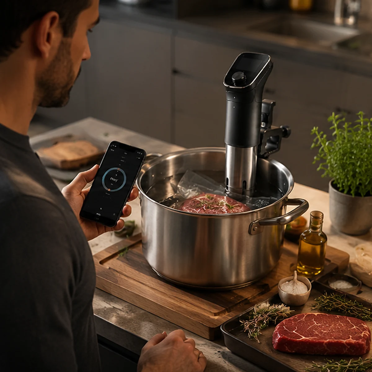 App control of the circulator in a home kitchen